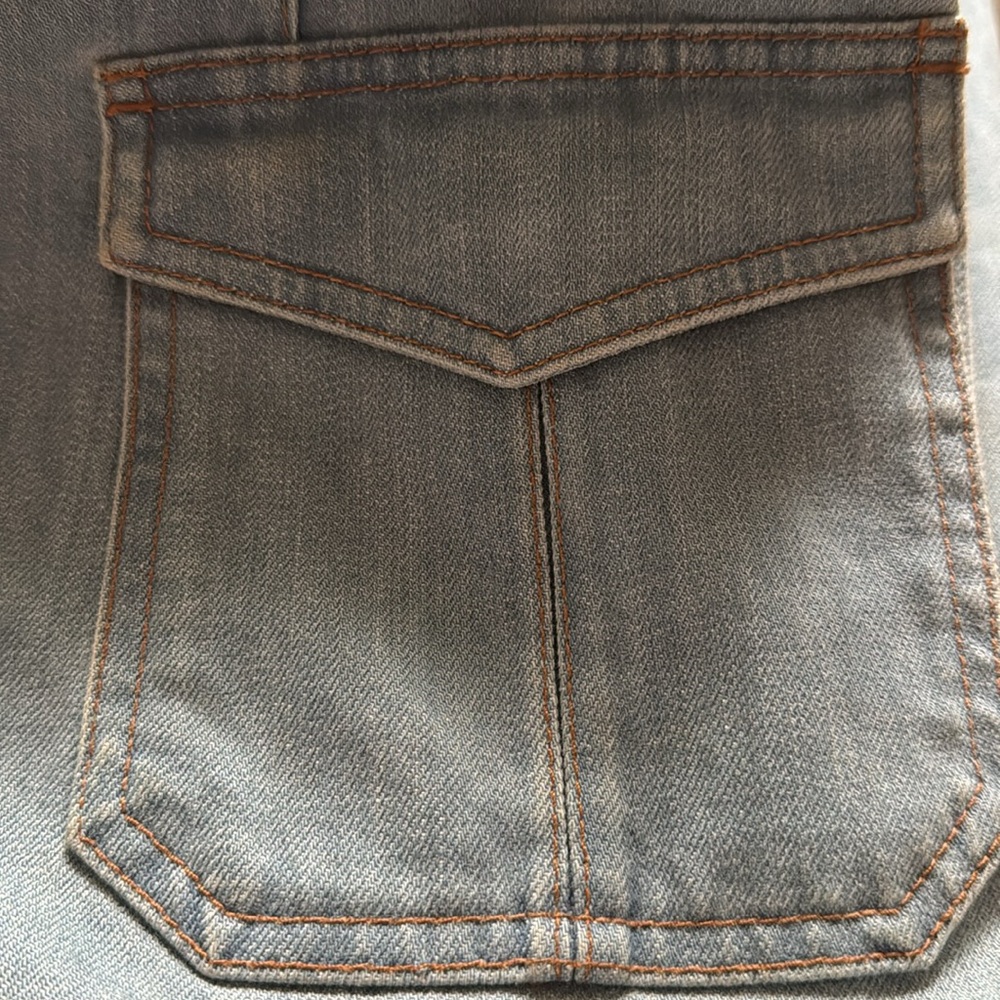 GAP Vintage light Wash single front Western Light Blue Denim blazer Jacket M - Picture 9 of 9